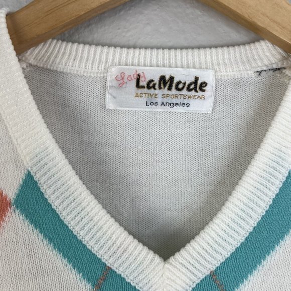 Lady La Mode Golf Sweater Vest  White Checker‎ 100% Cotton Y2K - Picture 3 of 5